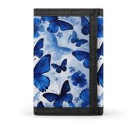 FekiLoot Blue Butterflies Wallet Compact Blocking Trifold Wallets with Zipper Minimalist Purse Wallet Credit Card Holder