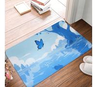 FekiLoot Blue Butterfly Door Mat Personalized Soft Welcome Doormat Non-Slip Floor Mats Washable Bath Rug Decor for Bathroom Kitchen Front Porch Rugs Home Decor Entrance 16x24 Inch