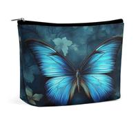 FekiLoot Blue Butterfly Pattern Toiletry Bag Travel Cosmetic Bag with Zipper Personalized Makeup Pouch Makeup Pouch for Women for Use in Daily Life Travel Other Occasions