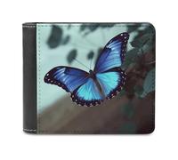 FekiLoot Blue Butterfly Wallet Large Capacity Slim Bifold Wallet with Multiple Card Slots PU Leather Men Purse