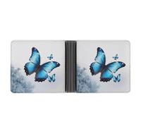 FekiLoot Blue Butterfly Wallet Slim PU Bifold Design Wallet with Multiple Card Slots Wallets Extra Capacity Pocket Wallets
