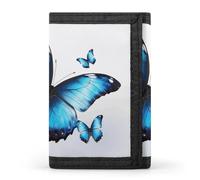FekiLoot Blue Butterfly Wallet Slim Trifold Wallets with Multiple Card Slots Credit Card Holder Pocket Coin Purse