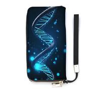 FekiLoot Blue DNA Structure Long Wallet Large Capacity Zipper Purse Ladies Multi-card Slot Coin Phone Travel Pocket