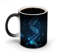 FekiLoot Blue DNA Structure Mug Personalized Ceramic Discoloration Coffee Mug Heat Sensitive Color Changing Cup Print Large Handle Design Daily Office And Home Use 12 OZ/350 ML