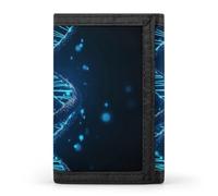 FekiLoot Blue DNA Structure Wallet Compact Blocking Trifold Wallets with Zipper Minimalist Purse Wallet Credit Card Holder