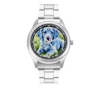 FekiLoot Blue Dogs Watch Minimalist Alloy Steel Chronometer for Men Women, Sl nalog Stainless Steel Wristwatch for Business Professionals Daily Gift Stainless Steel Watches