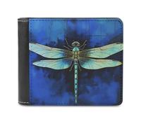 FekiLoot Blue Dragonfly Wallet Large Capacity Slim Bifold Wallet with Multiple Card Slots PU Leather Men Purse