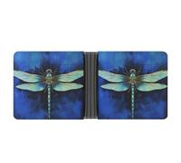 FekiLoot Blue Dragonfly Wallet Slim PU Bifold Design Wallet with Multiple Card Slots Wallets Extra Capacity Pocket Wallets
