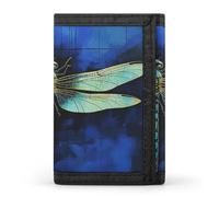 FekiLoot Blue Dragonfly Wallet Slim Trifold Wallets with Multiple Card Slots Credit Card Holder Pocket Coin Purse