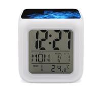 FekiLoot Blue Flame Alarm Clock with 7 Color Changing Night Light,OK to Wake Clock Night Light,Sleep Training and Sound Machine for Room Decor
