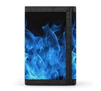 FekiLoot Blue Flame Trifold Wallet Slim Minimalist Front Pocket Men's Passcase Wallet Credit Card Holder