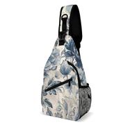 FekiLoot Blue Flower Pattern Sling Bag Men Crossbody Bags Women Shoulder Backpack Daypack Chest Bag for Travel Outdoor