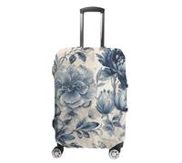 FekiLoot Blue Flower Pattern Travel Luggage Cover Anti-Scratch Suitcase Cover Elastic Luggage Protector Fits 19-28 Inch Case, white, L, Stylish