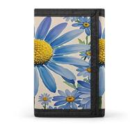 FekiLoot Blue Flower Watercolor Daisy Wallet Slim Trifold Wallets with Multiple Card Slots Credit Card Holder Pocket Coin Purse