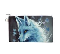 FekiLoot Blue Fox Coin Purse,Travel Portable Keychain Wallet Canvas Coin Wallets Mini Zipper Tool Bag Lightweight Change Purse