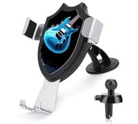 FekiLoot Blue Guitar Car Phone Holder,Adjustable Easy Clamp Car Phone Mount for Your Cars Models with Dashboard Vent,Phone Holders for Your Car with Metal Hook Clip
