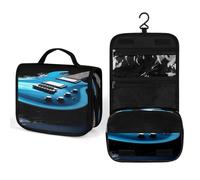 FekiLoot Blue Guitar Wash Bag Cute Hanging Toiletry Bag Large Capacity Medicine Bags Portable Organized Pockets for Makeup Organizer for Travel Essentials