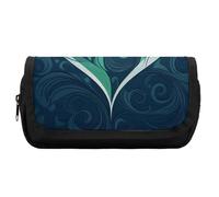 FekiLoot Blue Heart Shape Pencil Case Portable Zipper Large Capacity Pencil Bag Handheld Multi Function Portable Pencil Pouch Organizer for Family Office Supplies