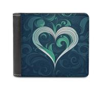 FekiLoot Blue Heart Shape PU Leather Wallet Bifold Wallet Front Pocket Wallets Fashion Purse Slim Billfold Credit Card Holder