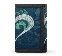 FekiLoot Blue Heart Shape Wallets Exquisite Trifold Wallet Front Pocket Wallet with Zipper Keychain Coin Purse Credit Card Holder for Adult