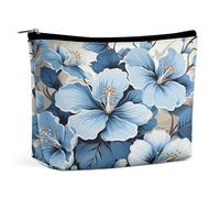 FekiLoot Blue Hibiscus Flower Toiletry Bag Travel Cosmetic Bag with Zipper Personalized Makeup Pouch Makeup Pouch for Women for Use in Daily Life Travel Other Occasions