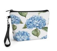 FekiLoot Blue Hydrangea Pattern Makeup Bag for Purse, Waterproof Funny Cosmetic Bag for Women, Zipper Travel Pouch Gift 8.9×5.7 Inch