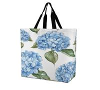 FekiLoot Blue Hydrangea PatternTote Bag for Women Foldable Beach Bag Reusable Grocery Bags Crossbody Shoulder Bags