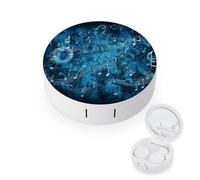 FekiLoot Blue Musical Notes Contact Lens Cases, Cute Contact Lenses Lens Box Set Outdoor Mini Contact Lens Soak Storage Kit with Mirror Daily Vision Care And Outdoor Use