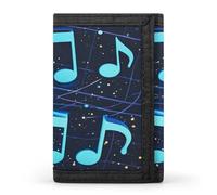FekiLoot Blue Musical Notes Men's Wallet Extra Capacity Trifold Wallet Thin & Stylish Trifold Card Holder with ID Window