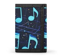 FekiLoot Blue Musical Notes Trifold Wallet Slim Credit Card Holder Stylish Trifold Billfold Minimalist Front Pocket Friendly Purses