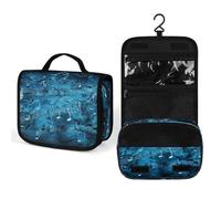 FekiLoot Blue Musical Notes Wash Bag Cute Hanging Toiletry Bag Large Capacity Medicine Bags Portable Organized Pockets for Makeup Organizer for Travel Essentials