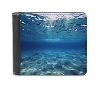 FekiLoot Blue Ocean Sea Wallet Fashionable Slim Leather Wallet with Multiple Card Slots And Hidden Compartments Wallets