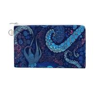 FekiLoot Blue Octopus Coin Purse,Travel Portable Keychain Wallet Canvas Coin Wallets Mini Zipper Tool Bag Lightweight Change Purse