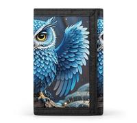 FekiLoot Blue Owl Men's Wallet Extra Capacity Trifold Wallet Thin & Stylish Trifold Card Holder with ID Window