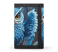 FekiLoot Blue Owl Trifold Wallet Slim Credit Card Holder Stylish Trifold Billfold Minimalist Front Pocket Friendly Purses