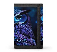 FekiLoot Blue Owl Wallet for Men Slim Minimalist Trifold Wallet with ID Window And Credit Card Holder