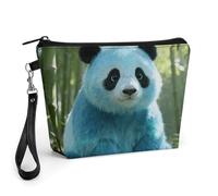 FekiLoot Blue-panda Makeup Bags Portable Cosmetic Pouch With Drawstring, Leather Cosmetic Daily Beauty Holder, Travel Toiletry Storage Bag For Daily Use And Vacation