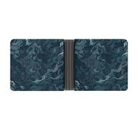 FekiLoot Blue Pattern Leather Wallet Double-Sided Different Images Bifold Wallet Ultra Strong Stitching Slim Wallets