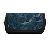FekiLoot Blue Pattern Pencil Case Office Pencil Box Large Capacity Pencil Box Pouch Holder Double Zipper Pencil Case Use to Organize Desktop And Plan Space Home Office