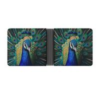 FekiLoot Blue Peacock Wallet Slim Leather Bifold Wallet Extra Capacity Wallets with Multiple Card Slots Men Billfold