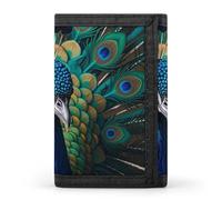 FekiLoot Blue Peacock Wallet Slim Trifold Wallets with Multiple Card Slots Credit Card Holder Pocket Coin Purse
