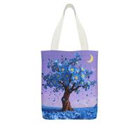 FekiLoot Blue Plants Tote Bag Fashion Shopping Bag with Inner Pocket Exquisite Canvas Handbag Double Sided Print Shoulder Container Lightweight Reusable Grocery Pocket for Women Cute Shopper Tote