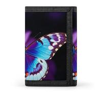 FekiLoot Blue Purple Butterfly Wallet Portable Tri Fold Wallet with Zipper Coin Purse for Women Credit Car