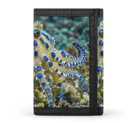 FekiLoot Blue Ringed Octopus Wallet Men's Trifold Wallet Extra Capacity Credit Card Holder Cards Purse Front Pocket