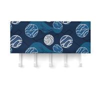FekiLoot Blue Volleyball Key Holder for Wall Adhesive, No Drilling, Key Hooks with 5 Hooks Wall Mounted, Self Adhesive Keys Rack for Entryway, Hallway, Living Room, Kitchen, Office