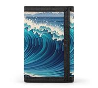 FekiLoot Blue Wave Art Wallet Slim Trifold Wallets with Multiple Card Slots Credit Card Holder Pocket Coin Purse