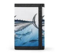 FekiLoot Bluefin Tuna Thunnus Wallet for Men Slim Minimalist Trifold Wallet with ID Window And Credit Card Holder