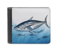 FekiLoot Bluefin Tuna Thunnus Wallet for Women Men Soft PU Leather Wallet Extra Capacity Bifold Wallets Slim Minimalist Front Pocket