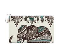 FekiLoot Bohemian Elephant Pattern Coin Purse,Travel Portable Keychain Wallet Canvas Coin Wallets Mini Zipper Tool Bag Lightweight Change Purse