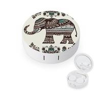 FekiLoot Bohemian Elephant Pattern Contact Lens Cases, Cute Contact Lenses Lens Box Set Outdoor Mini Contact Lens Soak Storage Kit with Mirror Daily Vision Care And Outdoor Use